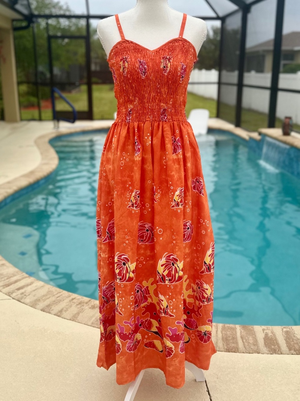 Rima Tube Top Hawaiian Flowy Maxi Dress, OS